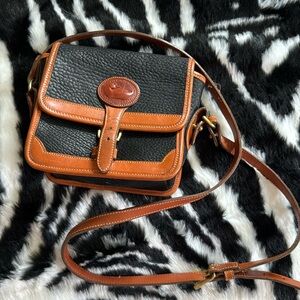 Vintage Dooney & Bourke all weather leather Square Surrey Bag Black/Brown.